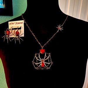 Betsy Johnson Halloween Spider necklace and earring set